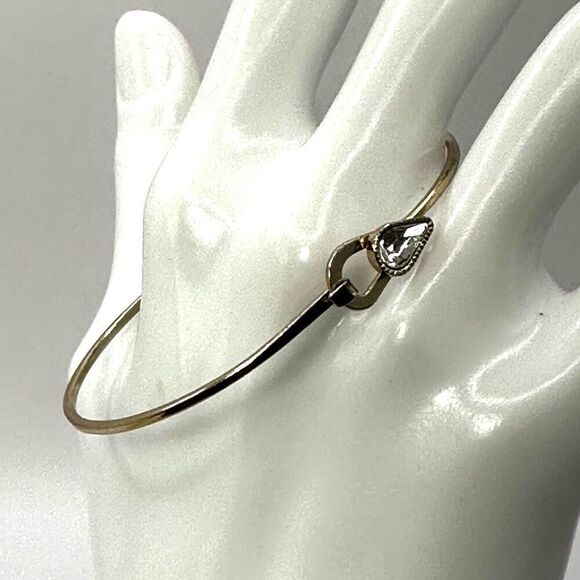 Gold tone rhinestone bangle bracelet - Picture 2 of 7
